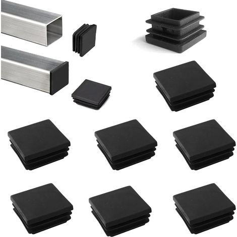 75x75mm Bouchon pour Tuyau Carré Noir D'extrémité Clôture Poteau Couvercle Tube Chaise Glide Insérer 6 pièces (1/5)
