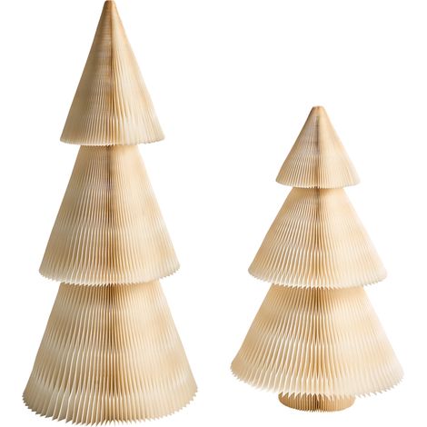 Conjunto de 2 figuritas de árboles de Navidad de papel con forma de panal origami decoración navideña beige Vefsna (1/5)