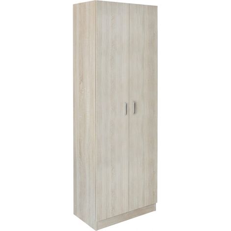 Mobile Multiuso Alto Armadio Dispensa Melaminico Salvaspazio 71x38x182 Cm Rovere