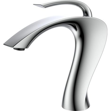 Robinet Lavabo, Moderne Mitigeur Lavabo, RF0241 Poignée Unique Robinet Salle de Bain, 59A Laiton Mitigeur de Salle de Bain, Anticorrosion, Durable (Haut/Faible) (1/4)
