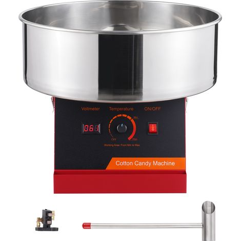 Mophorn Máquina Electrica de Algodón de Azúcar, Máquina de Algodón de Azúcar de 1000 W, Máquina Comercial de Algodón de Azúcar con Tazón de Acero Inoxidable y Cuchara de Azúcar, para el Hogar, Rojo