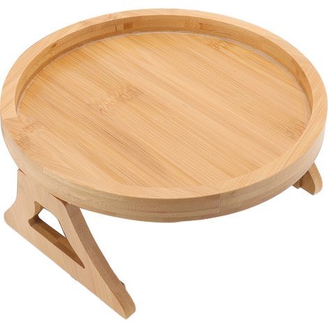 Canapé plateau bambou bois Texture accoudoir canapé Clip sur plateau Table pour café thé collations (1/5)