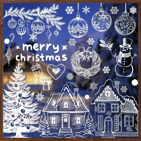 Weihnachtsfensteraufkleber, 9 Bögen Weihnachtsfensteraufkleber, abnehmbare 3D-Weihnachtsfensterdekorationen aus PVC (1/5)