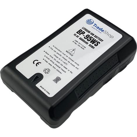 Trade-Shop Li-Ion Akku V-Mount 14,4V 6600mAh 95Wh D-Tap USB Ausgang für Sony Camcorder ersetzt BP-190WS BP-C190S BP-230W BP-285W BP-300W (1/4)