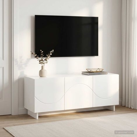 vidaXL Meuble TV 90 x 34,5 x 40 cm Blanc brillant Bois d'ingénierie (1/5)