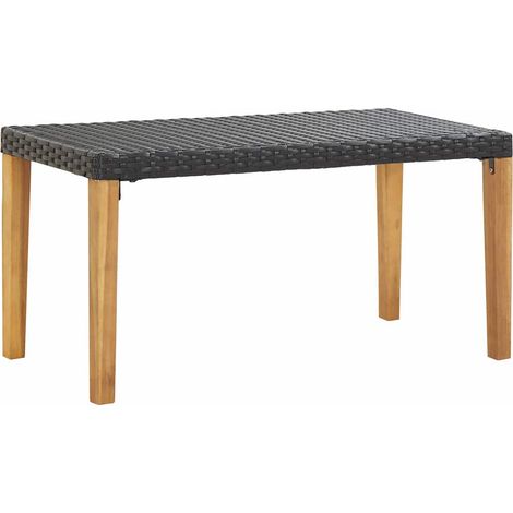 vidaXL Banc de jardin 120 cm Noir Résine tressée et bois d'acacia (1/5)
