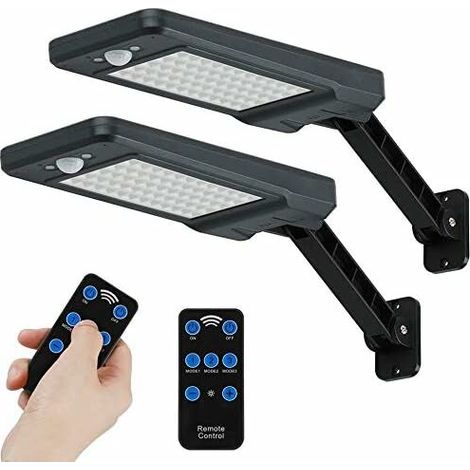 Ulisem 60 LED Lampes Solaires Extérieur Etanche IP65, Applique Murale Led Telecommande, Lampe de Sécurité Solaire Sans Fil pour Jardin, Garage, Cour, Escalier, Patio, 2 Packs (1/5)