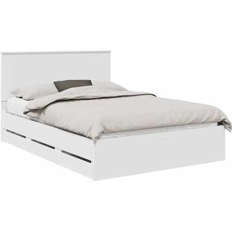 Maison Exclusive - Cadre de lit avec tiroir Blanc 140 x 190 cm Bois Ingénierie