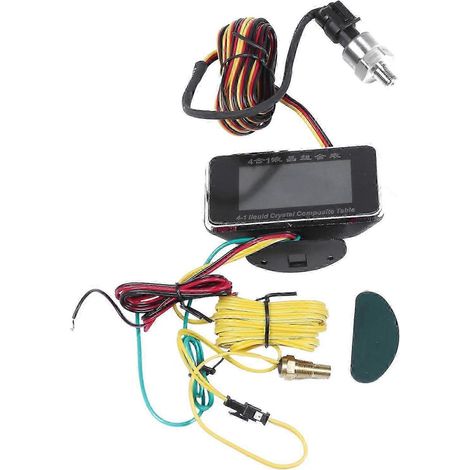 Manomètre numérique LCD 4 en 1 pour voiture 12V/24V avec alarme, voltmètre, jauge de température d'eau, jauge de pression d'huile, jauge de carburant et capteur de température JN (1/5)