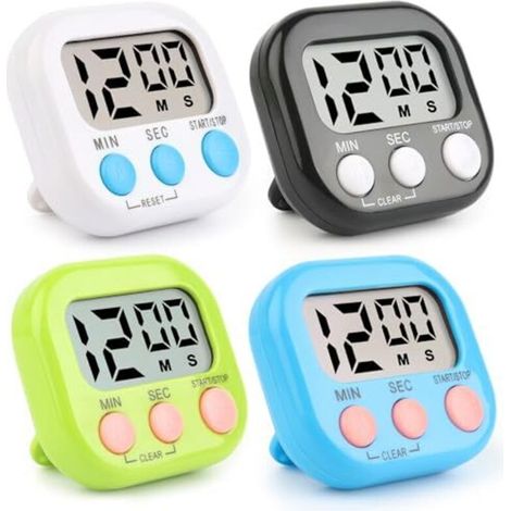 4-Piece Magnetic Kitchen Timer Set, Digital Time Timer for Kids with Foldable Stand, Countdown Digital Timer for Kitchen, School (4 Colors-001) (1/5)