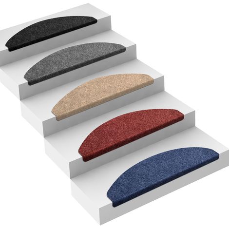 Karat – Tapis d'escalier Leipzig 21x65 cm – Fixation adhésive antidérapante – 100% polypropylène – Couleur rouge