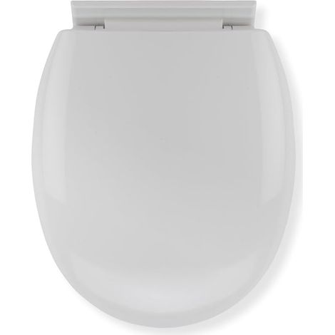 Abattant de Toilette Antibactérienne avec Charnières à Fermeture Lente Blanc (1/5)