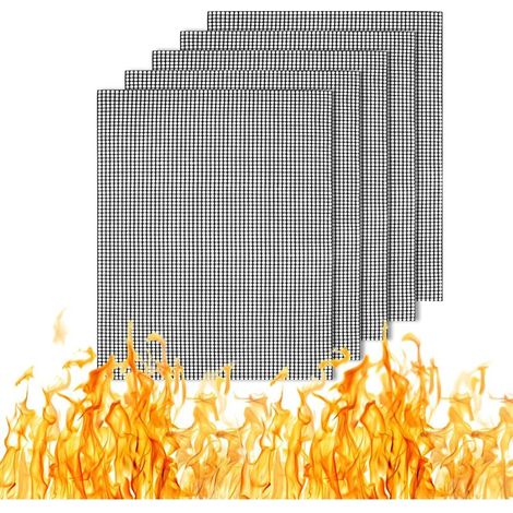 Linghhang – Lot de 5 tapis en maille antiadhésifs 33 x 40 cm – Réutilisables jusqu'à 260 ℃ – Pour barbecues charbon, gaz, électriques – Faciles à nettoyer (1/5)