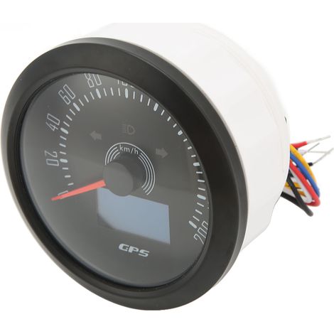 3-in-1 GPS-Tachometer bis 200 mph (ca. 320 km/h), 85 mm, 9–32 V, 7-farbige Hintergrundbeleuchtung, Antibeschlag, universell einsetzbar für Boot, Auto, Wohnmobil, Motorrad, schwarzes Zifferblatt, schwa (1/5)