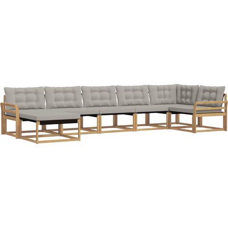 Conjunto de sofás de exterior 7 uds. Blanco y Gris Claro vidaXL (1/5)
