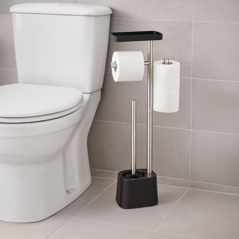 Soporte para papel higienico con estante y soporte de repuesto (1/5)