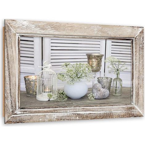 Quadro deco panel, Natura morta in una cornice di legno rustica - 60x40 (1/5)