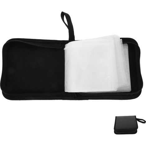 Boîte de Rangement pour CD 40 Disques en Cuir PU Noir, Pochette Anti-poussière Multifonctionnelle, Légère et Facile à Transporter pour Voiture et Maison (1/5)