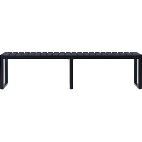 vidaXL Banco de jardín tablero PS negro 180 cm (1/2)