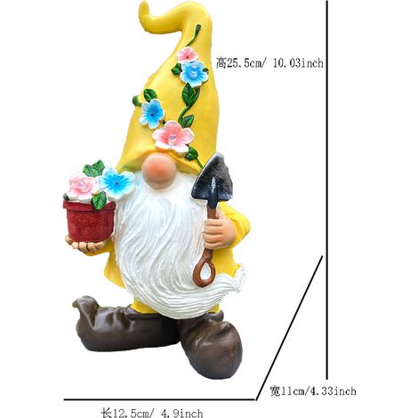 Figurine décorative lutin avec pelle  Jardin  Nain de jardin pour l'extérieur  18 cm de haut  15.5 cm de large