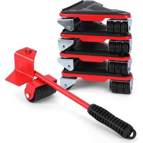 Ensemble d'outils de déplacement de meubles 5 pièces rouge amélioré, robuste (1/5)