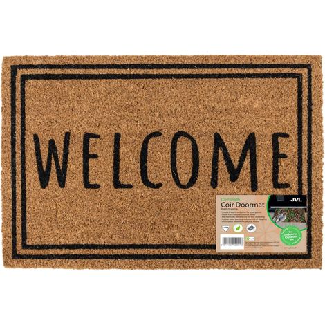 JVL Eco-Friendly Latex Backed Coir Entrance Doormat, 40x60cm - Welcome Border (1/5)