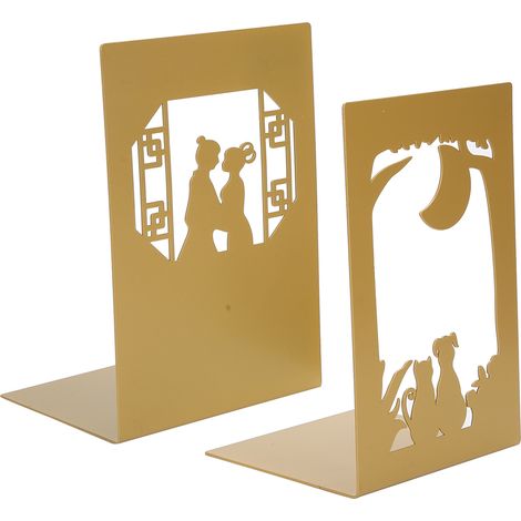 Metal Book Divider Thicken AntiSlip Bookend Desktop Organize Bookshelf Craft Collection(MeetMoon ) (1/5)