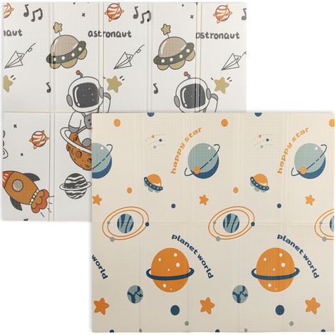 Tapis pour enfants sur le thème de l'espace, pour les 0-6 ans, avec surface imperméable en XPE multicolore, 196 x 176 x 1,5 cm (1/4)