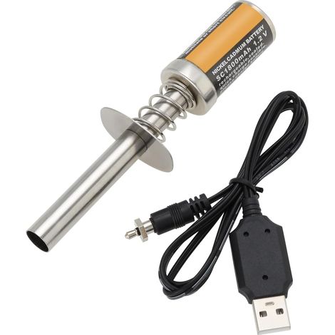 1 Ensemble allumeur Rechargeable Démarreur Bougie Préchauffage Nitro 1800MAh avec Chargeur Batterie DC 3.7V 300mA pour Moteur Nitro à Gaz Compatible avec RC 1/8 1/10 Voitures (1/5)