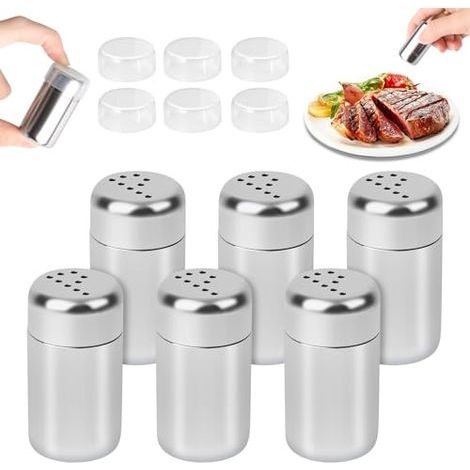Lot de 6 Petit Salière et Poivrière Mini, 5ml Salieres et Poivrieres Saliere et Poivriere de Table set, Mini Distributeur D'épices Portable pour BBQ Camping (1/5)