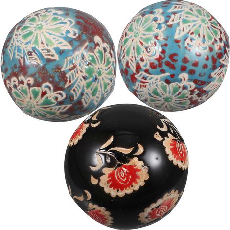 Boules décoratives en céramique (lot de 3, couleur aléatoire, style vintage, boules flottantes en céramique pour la décoration) (1/5)