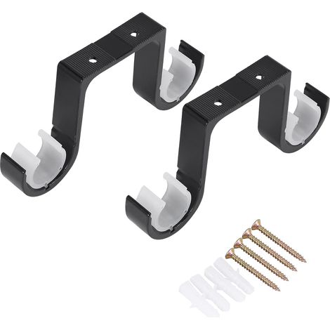 staffe doppie per tende da montare a soffitto, in lega di alluminio nera (1/5)