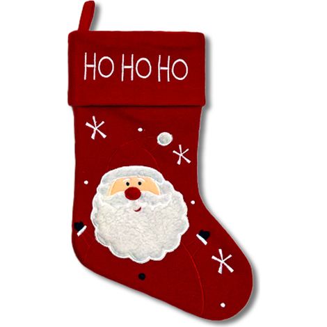 Chaussette de Noël Père Noël brodée « HO HO HO », décoration suspendue pour cheminée (1/3)