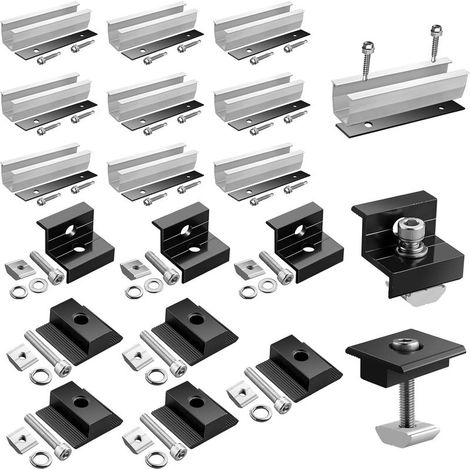 Kit 10 Rails Aluminium Supports Centraux Pinces Panneaux Solaires 30 35mm Camping-car Maison Bateau (1/5)