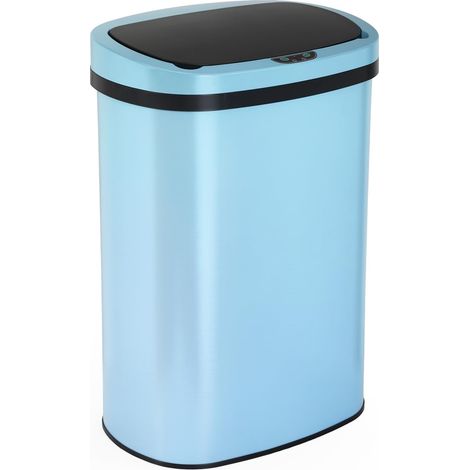 Poubelle avec capteur et couvercle en acier inoxydable 50L Poubelle de cuisine intelligente automatique sans contact Poubelle électrique étanche Bleu (1/5)