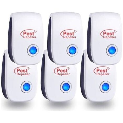 Répulsif Ultrason Anti-Rongeurs Insectes 6 Pack, Répulsif électronique Insectes Intérieur,Ipour moustiques/cafards/Souris/araignées/Mouches (1/5)