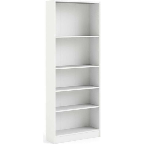 Dmora Libreria a cinque vani, colore bianco, cm 79 x 107 x 27, con imballo rinforzato (1/5)