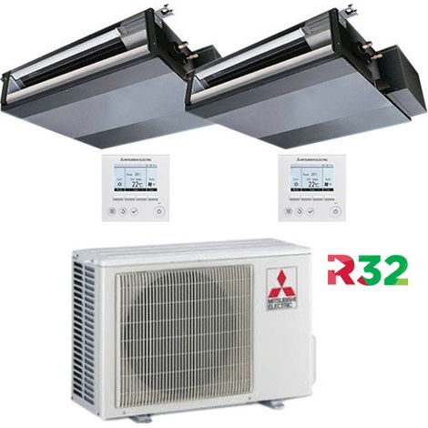 Climatizzatore Condizionatore Mitsubishi Canalizzabile R32 SEZ-M DA Dual Split Inverter CON COMANDI A FILO 9000 + 12000 BTU con U.E. MXZ- 2F42VF Classe A+++/A++ (1/3)