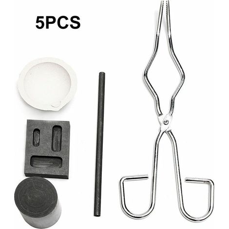 5Pcs Resistant A La Chaleur Coulee De Lingotiere Outil Smelting Or Argent Fournaise Kit Scrap Bijoux Raffinage De Fusion Metal Or Forge Set Graphite Fonderie Creuset Pour La Fusion Experience Chimique (1/5)