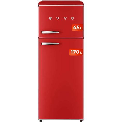 EVVO Réfrigérateur 2 portes, style rétro, réfrigérateur 170 L, congélateur 45 L, design vintage, tiroir Crisper Zone (1/5)