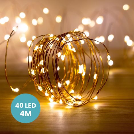 Skylantern – Guirlande lumineuse de Noël 4M – 40 micro LED en fil de cuivre – Alimentation par 3 piles AA – Ambiance poétique et romantique