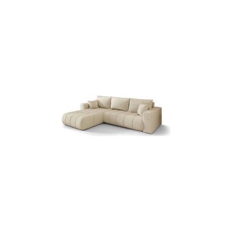 Canapé d’angle velours convertible avec coffre design ORIA angle gauche-Beige-angle gauche (1/5)