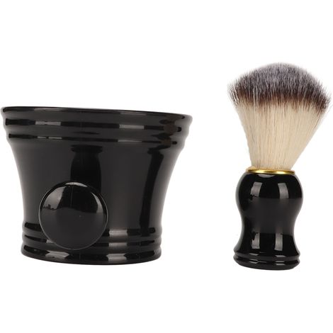 Pinceau de rasage professionnel noir à poils synthétiques doux, outil pour barbier. (1/5)