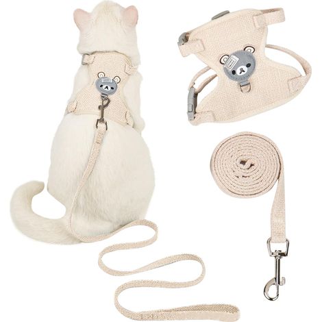 Harnais et laisse ajustable pour chat et petit chien, motif ours, taille M (1/5)