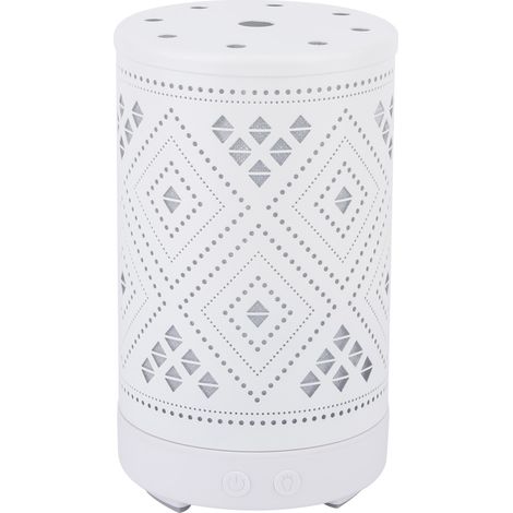 Humidificateur d'appoint en fer avec diffuseur d'arôme et lumière nocturne 7 couleurs, blanc, 100ml, 9x16cm, lot de 1 (1/5)