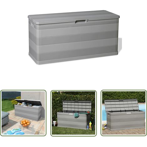 The Living Store Gartenbox Grau 117×45×56 cm - Gartenbox - Auflagenbox - Gartenmöbel - Kunststoffbox - Stauraum (1/5)