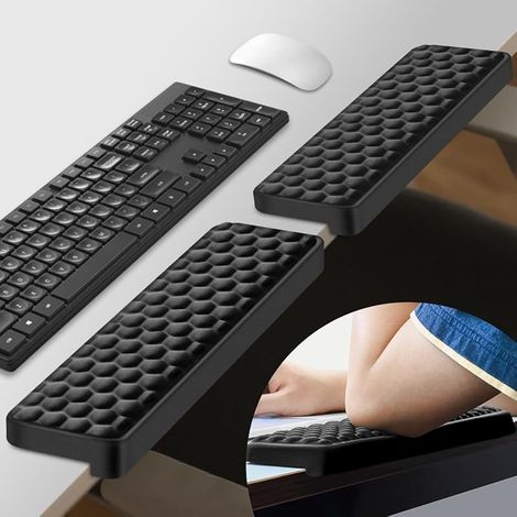 Lot de 2 coudières en forme de L pour bureau, rembourrage souple en mousse à mémoire de forme avec base antidérapante, facile à taper, soulagement de la douleur, confort pour bureau, travail (1/5)