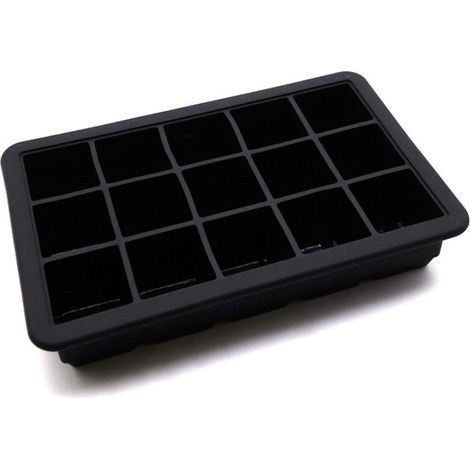 Moule à glaçons en silicone noir avec couvercle transparent, 15 cubes, libération facile, idéal pour whisky, lait et thé. (1/5)