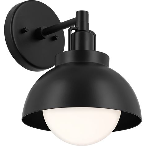 Lampada loft nera cupola vetro opale E27 NIVA Kichler (1/5)