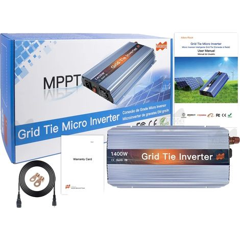 Onduleur Solaire, Technologie MPPT, Large Compatibilité, Bleu, 190-260VAC, 18V (10.8-30VDC) (1/2)
